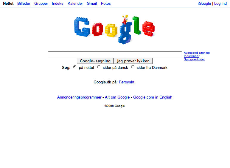 Google.dk homeage 